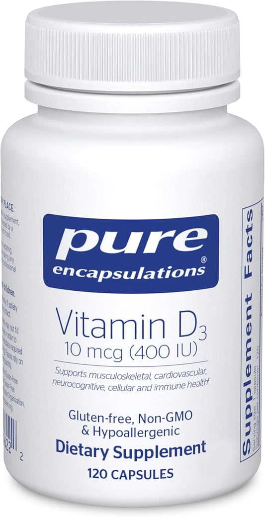 Pure Encapsulations Vitamin D3 25 mcg (1,000 IU) - Supplement to Support Bone, Joint, Breast, Heart, Colon & Immune Health - with Premium Vitamin D - 120 Capsules