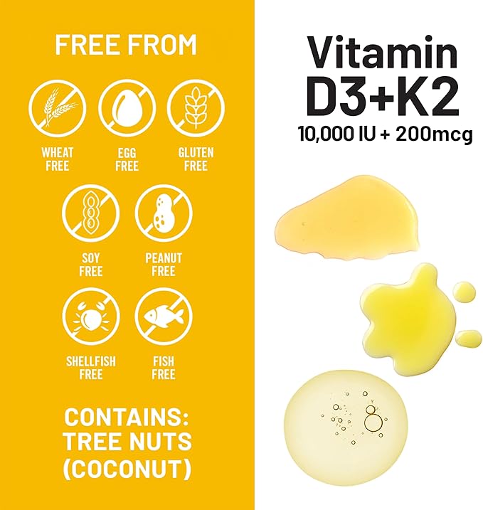 NatureWise Vitamin D3 10,000 IU Plus K2 (MK-7) 200 mcg with Organic Extra Virgin Coconut Oil - Supports Calcium Absorption, Bone, Heart & Immune Health - Non-GMO, Soy & Gluten-Free - 30 Softgels
