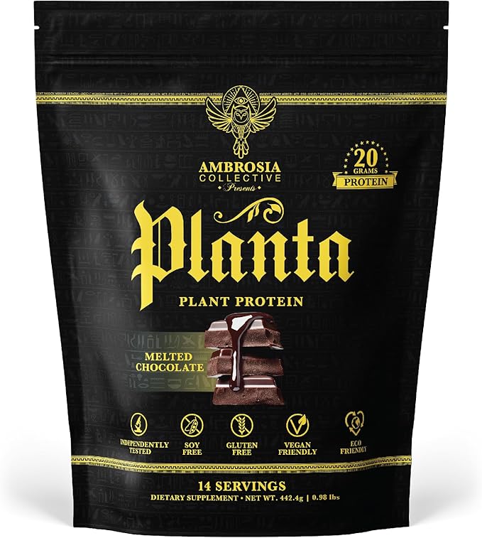 Ambrosia Planta - Premium Plant-Based Protein | Vegan & Keto Friendly | Gourmet Flavors with No Bloating or Stomach Upset | No Added Sugar | 14 Servings | (Melted Chocolate)