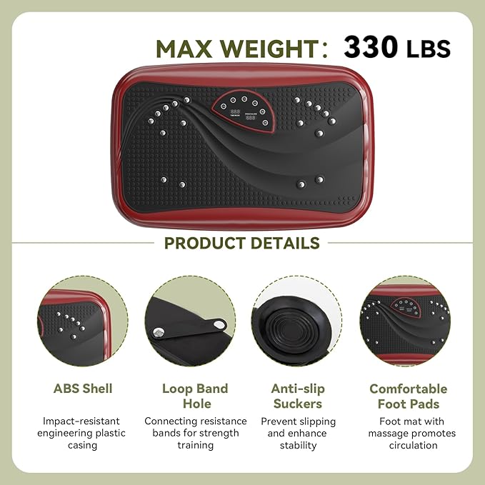 UCIN Vibration Plate Exercise Machine, Vibration Plate for Lymphatic Drainage, 330 Lbs Capacity Vibrating Plate for Weight Loss Home Fitness with Resistance Bands/Pilates Ball