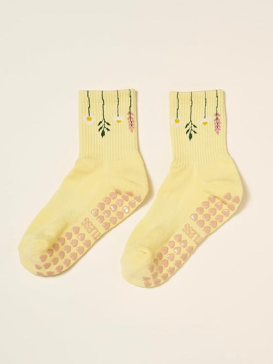 Shapes Studio Crew Half Calf Grip Socks, Cutest Fruits Pilates Socks, Ruffle socks, Non-Slip, Barre Yoga Fitness