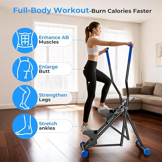 OWLSKY Stair Stepper Folding Vertical Cardio Exercise Climber Stair-Master for Exercise at Home Full Body Workout Machine with Handlebar 330LBS Load with Adjustable Step Range Pedals