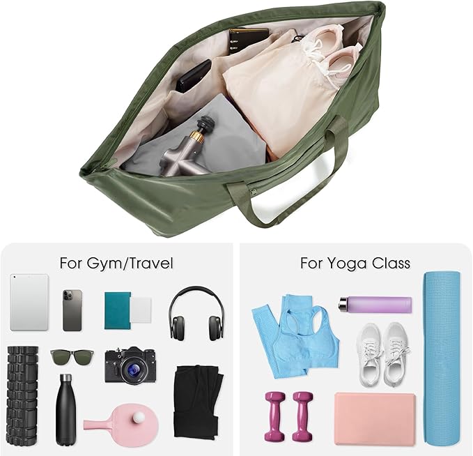 Large Yoga Mat Bag with Shoes Compartment and Wet Pocket Ladies Pilates Gym Tote Bag with Yoga Mat Holder Strap for Women Men Workout Carrier Stuff Accessories