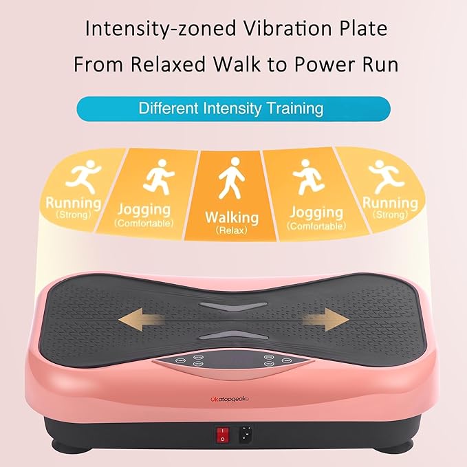 Whole Body Vibration Plate Exercise Machine – Power Vibrating Plate for Lymphatic Drainage Weight Loss, Shake Plate Exercise Platform with Touch Screen & Resistance Bands, Equipment for Women Men