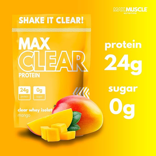 Max Clear Protein | 24g Protein | Clear Whey Isolate | Promotes Muscle Growth, Strength and Recovery (Mango)