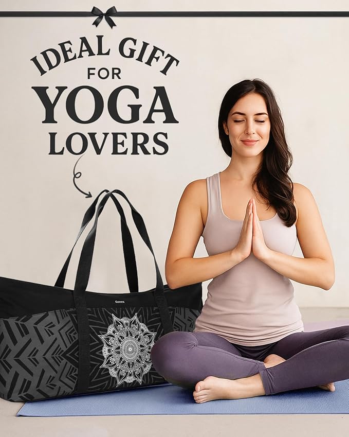 Gonex Yoga Mat Bag, Extra Large Canvas Gym Bag with Waterproof Pocket Metal Zipper, Fits Mat & Blocks, Stylish Yoga Mat Carrier for Women, Ideal for Yoga, Pilates, Workout, Travel