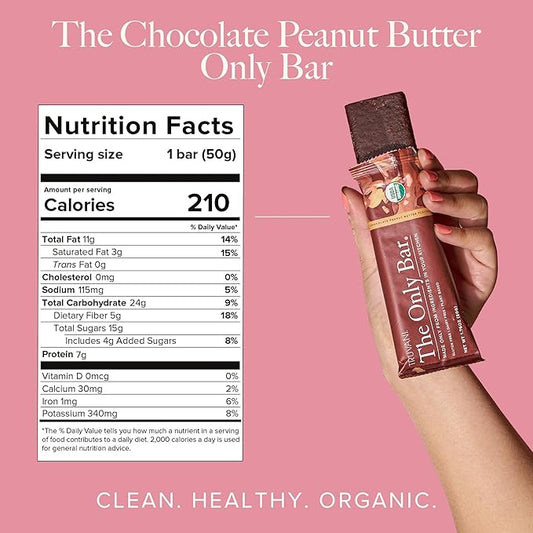 Truvani Plant Based Snack Bars | Chocolate Peanut Butter 1 Pack | 7g Protein | USDA Organic and Vegan | The Only Bar | Dairy, Soy, and Gluten Free | Individually Wrapped