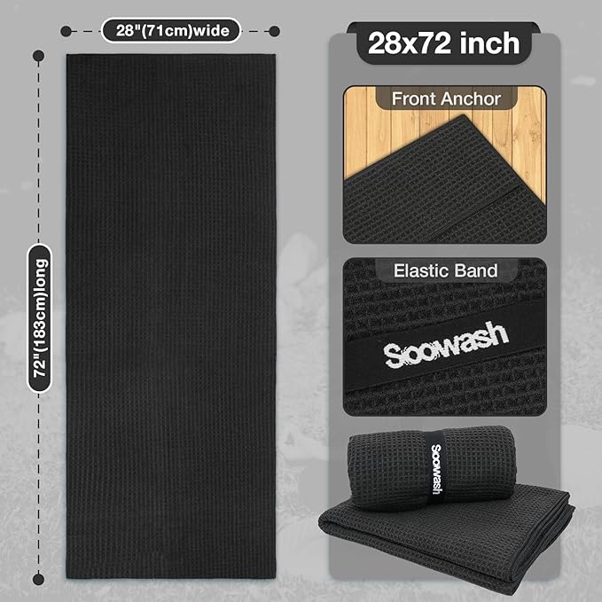 2 Pack Hot Yoga Towel, Yoga Mat Towels Non Slip for Hot Yoga with Strap, Microfiber Yoga Accessories, Soft Absorbent Quick Dry, Pilates Exercise Fitness 28" X 72"Black