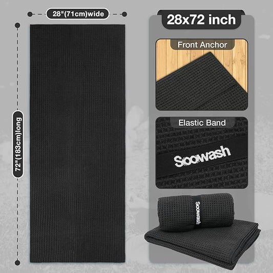 2 Pack Hot Yoga Towel, Yoga Mat Towels Non Slip for Hot Yoga with Strap, Microfiber Yoga Accessories, Soft Absorbent Quick Dry, Pilates Exercise Fitness 28" X 72"Black