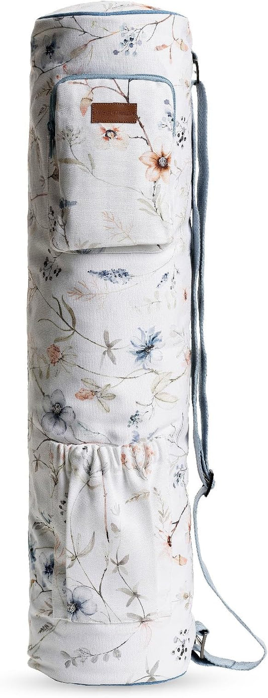 Maison d' Hermine Yoga Mat bag, Cylindrical bag for Woman&Men, yoga mat Bag &Adjustable shoulder straps Yoga Mat Carrier Bag with Drawstring Water Bottle Pocket and zipper pocket
