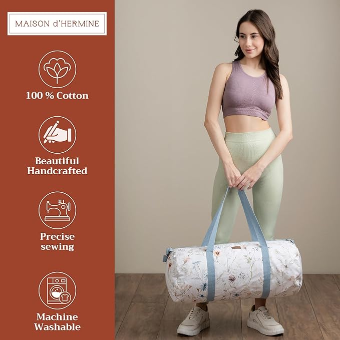 Maison d' Hermine Yoga Mat bag, Cylindrical bag for Woman&Men, yoga mat Bag &Adjustable shoulder straps Yoga Mat Carrier Bag with Drawstring Water Bottle Pocket and zipper pocket