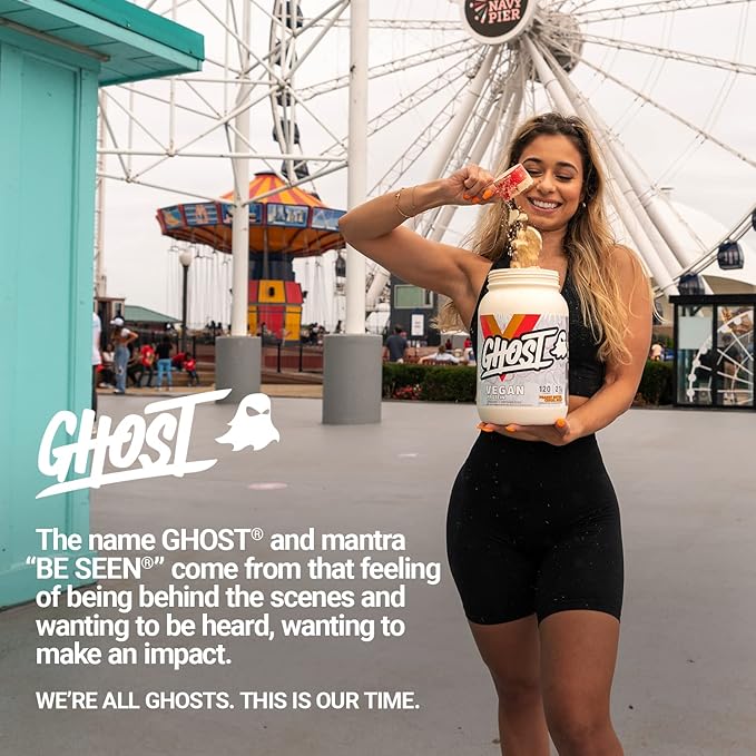 GHOST VEGAN Protein Powder, Peanut Butter Cereal Milk - 2lb, 20g of Protein - Plant-Based Pea & Organic Pumpkin Protein - ­Post Workout & Nutrition Shakes, Smoothies, & Baking - Soy & Gluten-Free