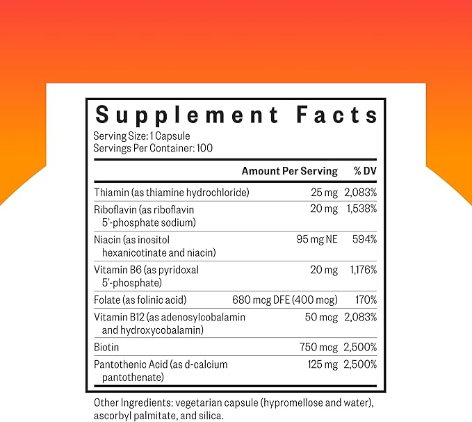 Seeking Health B Complex MF, Methyl-Free Forms of Folate and Vitamin B12, Healthy Energy, Immune System, Mood, and Memory Support, Vegan and Vegetarian (100 Capsules)*