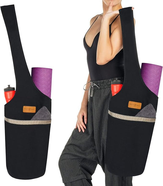 ALLEN & MATE Unisex Yoga Exercise Mat Bag with Large Size Pocket, Big Capacity Mat Tote Shoulder Carrier for Men & Women