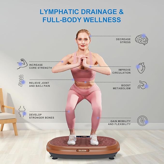 EILISON FitMaxx 3D XL Vibration Plate Exercise Machine - Whole Body Workout Vibration Platform w/Loop Bands - Lymphatic Drainage Machine for Weight Loss, Shaping, Wellness, Recovery