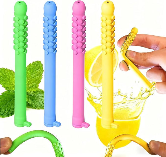 4Pcs Chewable Essential Oil Breather Sticks, Portable Chewable Breather Sticks with Essential Oils, Oral Fixation Relief, Fresh Breath Oral Relaxation Stick, Portable Oil Chewable Breather