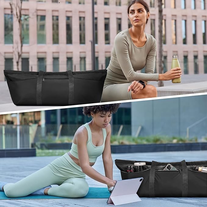 Large Yoga Mat Bag with Shoes Compartment and Wet Pocket Ladies Pilates Gym Tote Bag with Yoga Mat Holder Strap for Women Men Workout Carrier Stuff Accessories