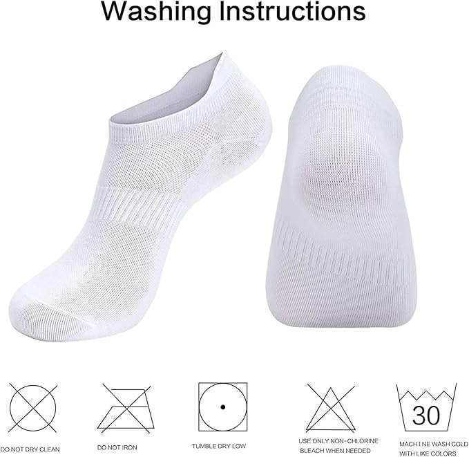 brookhaus Women Low Cut No Show Running Socks 6 Pairs - Cushioned Arch Support, Moisture Wicking Athletic Ankle Socks