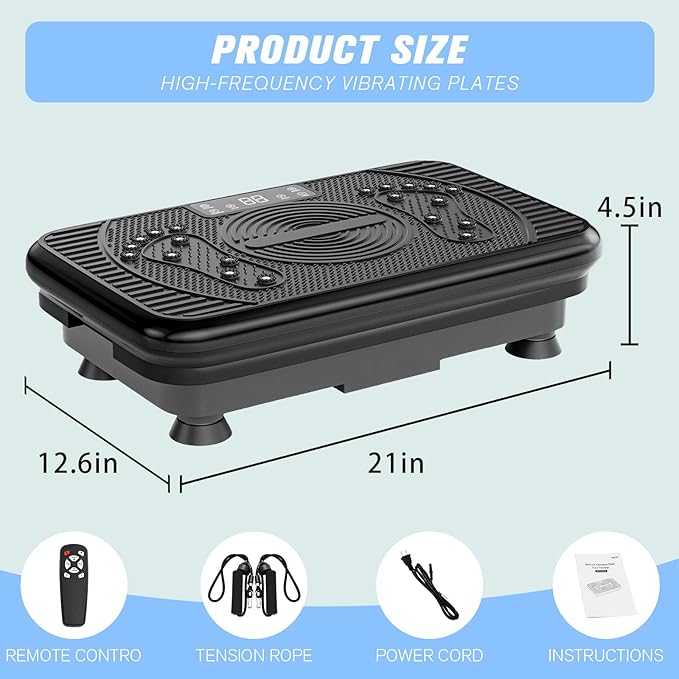 Vibration Exercise Plate – Full Body Fitness Platform for Home Gym, Lymphatic Drainage & Fat Burning Workout Machine, Weight Loss & Muscle Toning Equipment for Women & Men