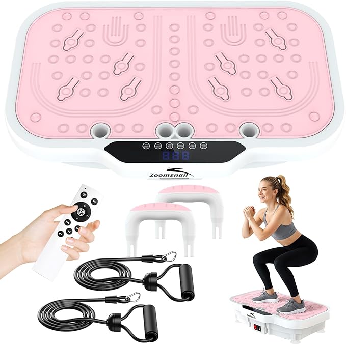Vibration Plate Exercise Machine, 8000 Vibrations/min Adjustable Fitness Platform, 400 Lbs Capacity Whole Body Workout Extra Large Size Platform with Bluetooth for Weight Loss, Women & Men