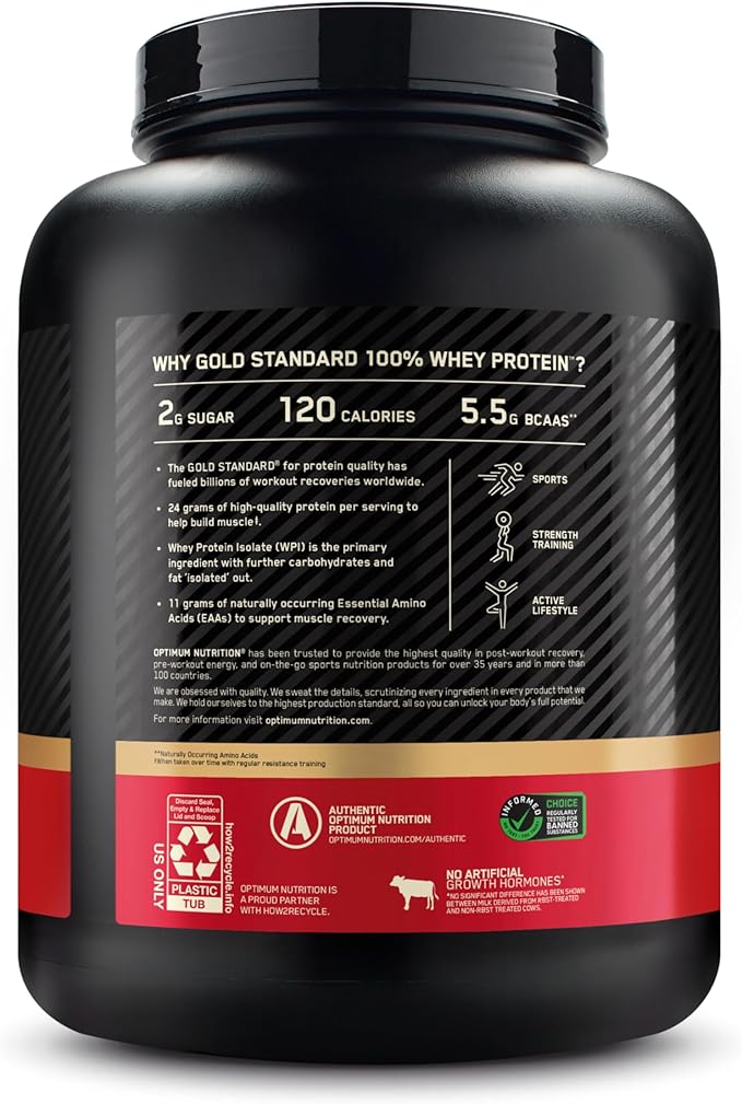Optimum Nutrition Gold Standard 100% Whey Protein Powder, Delicious Strawberry, 5 Pound (Packaging May Vary)