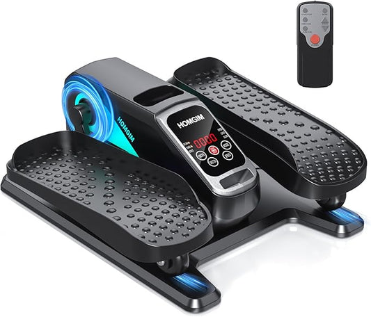 HOMGIM Under Desk Elliptical Machine - Quiet Motorized Leg Exerciser with Smart Remote, 12-Speed Manual Programs Auto/3 Auto Programs LCD Display & Bidirectional Motion for Home/Office