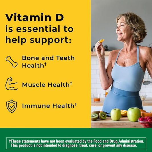 Nature Made Vitamin D3 5000 IU (125 mcg) Extra Strength, Vitamin D Supplement for Immune Support, 70 Sugar Free Fast Dissolve Tablets, 70 Day Supply