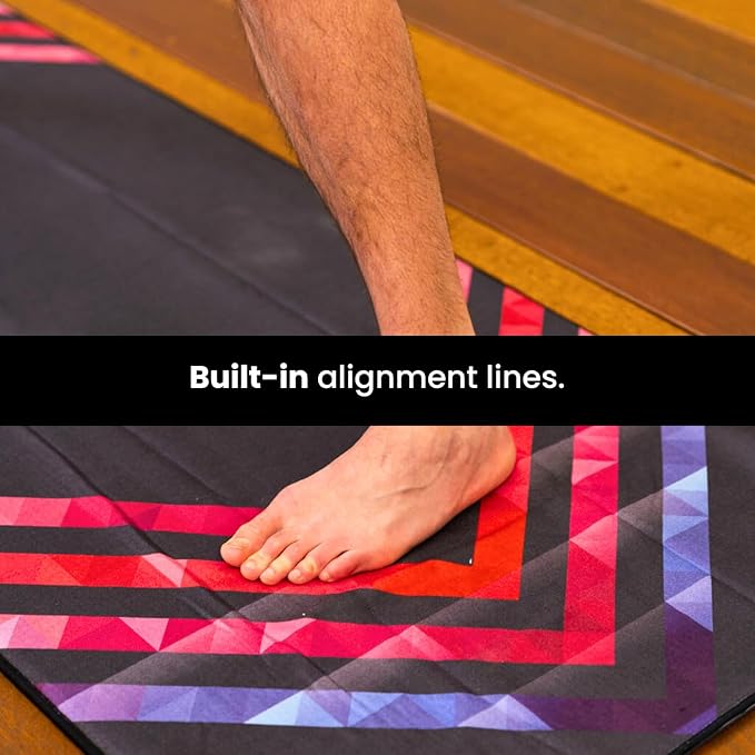Yoga Grip Yoga Towel - Non Slip Hot Yoga Mat Towel With Corner Pockets, No-Skid Grip, and Built-in Alignment Lines | Soft, Moisture Wicking, and Sweat Absorbent | No Bunching, Stays in Place 72" x 25"