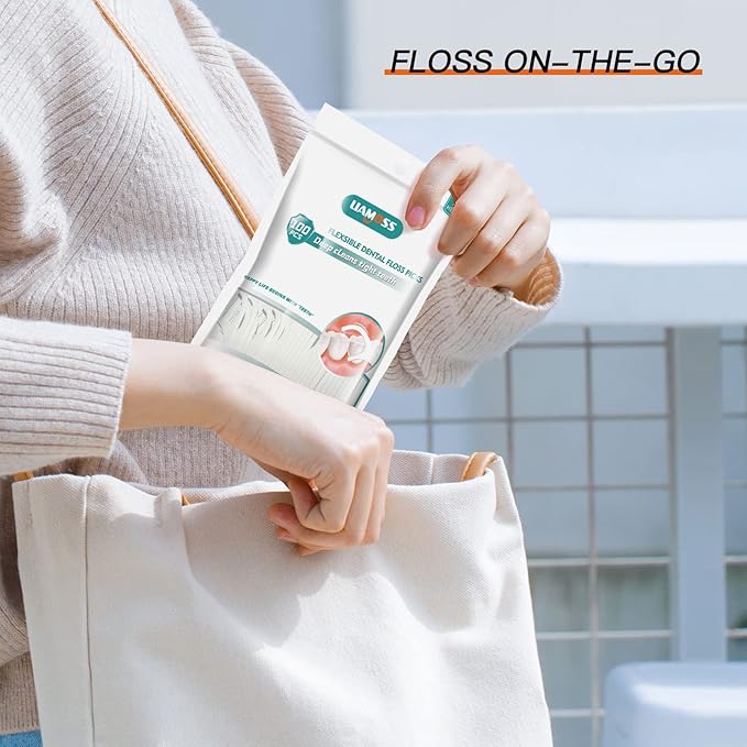 400 Count Dental Floss Picks-Tooth Picks Flossers for Adults-LIAMOSS No Break& No Shred Floss Sticks-Family Best Dental Oral Care Set(Pack of 4)