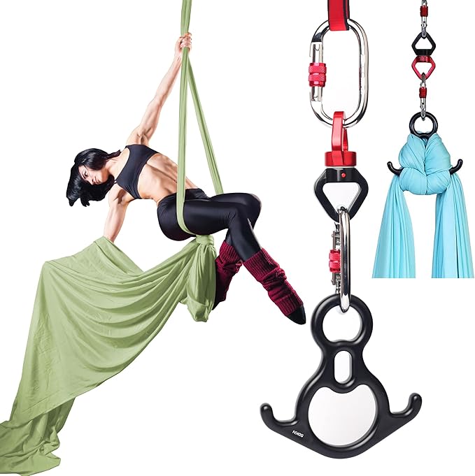 Aerial Silk Set, Premium 9Yards/8.2m Medium Stretch Fabric Silks, Perfect for AntiGravity Hammock Yoga Training & Dance Circus Performances Includes Hardwares & Daisy Chains