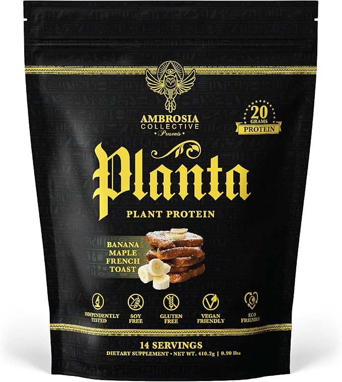 Ambrosia Planta - Premium Plant-Based Protein | Vegan & Keto Friendly | Gourmet Flavors with No Bloating or Stomach Upset | No Added Sugar | 14 Servings | (Banana Maple)