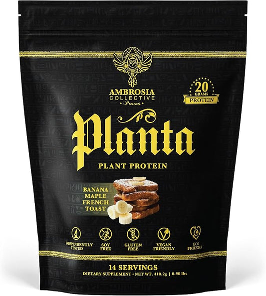 Ambrosia Planta - Premium Plant-Based Protein | Vegan & Keto Friendly | Gourmet Flavors with No Bloating or Stomach Upset | No Added Sugar | 14 Servings | (Banana Maple)