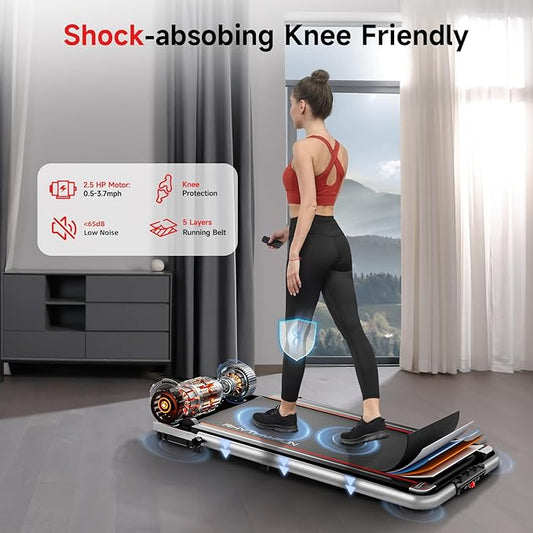 RHYTHM FUN Treadmill with Incline, Walking Pad with Handle Bar,300lbs Walking Pad with APP, Portable Folding Walking Treadmills for Home/Office with Low Noise