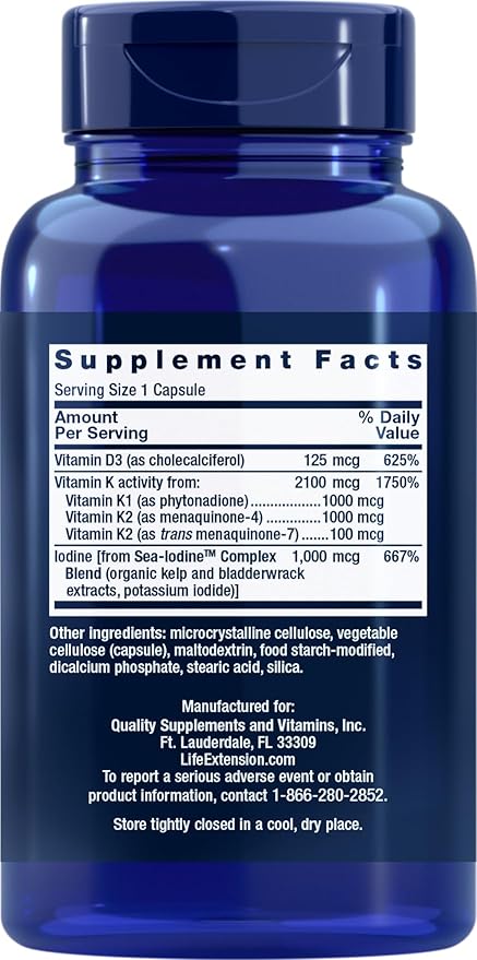 Life Extension Vitamins D and K with Sea-Iodine 60 Capsules (2pack)