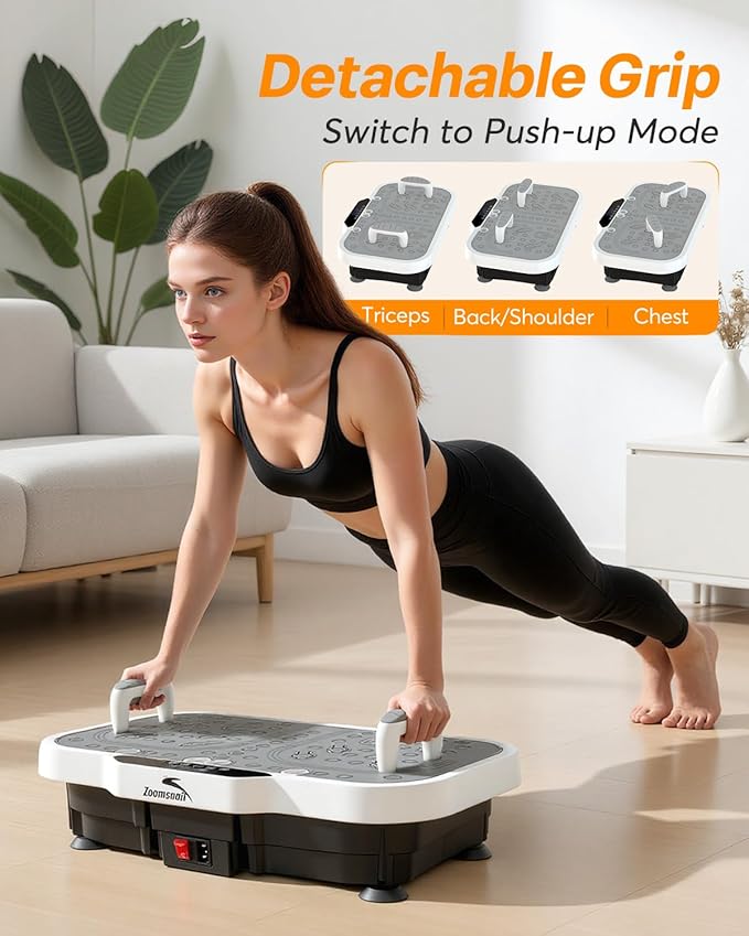 Vibration Plate Exercise Machine, 8000 Vibrations/min Adjustable Fitness Platform, 400 Lbs Capacity Whole Body Workout Extra Large Size Platform with Bluetooth for Weight Loss, Women & Men
