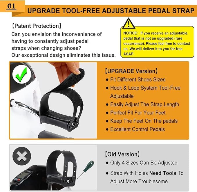 Under Desk Bike Pedal Exerciser, Portable Mini Exercise Bike with LCD Display for Home/Office, Desk Cycle for Leg/Arm with Handle, Leg Exerciser While Sitting for Seniors