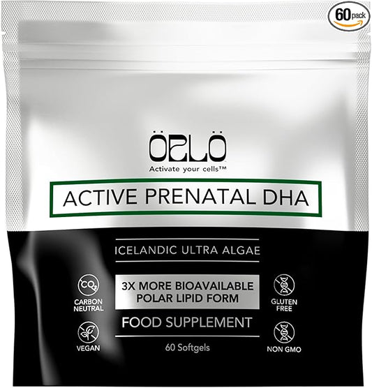 Orlo PRENATAL DHA - Prenatal DHA Omega 3 Supplement - Triple Strength Omega3s - Vegan DHA & EPA - Algae Omega-3 Oil - Supports Brain Development During Pregnancy & Lactation (60 Mini Softgels)