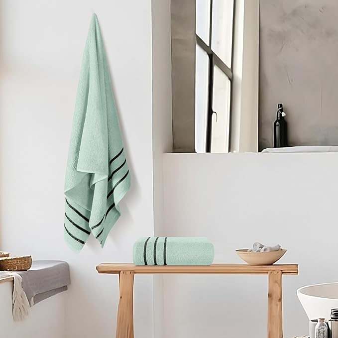 MyOwn Cotton 2 Pack Oversized Bath Towel Set 28x55 inches, Large Bath Towels, Ultra Absorbant Compact Quickdry & Lightweight Towel, Ideal for Gym Travel Camp Pool - Sea Green, 71632