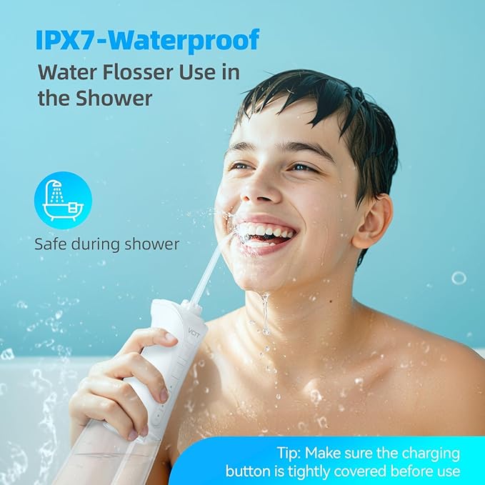 Rechargeable Water Flosser for Teeth: 350ML Portable IPX7 Waterproof Cordless Oral Irrigator with 4 Modes & 6 Replaceable Jet Tips-Professional Flossing Cleaner for Daily Home Use,Travel,Gums,Braces