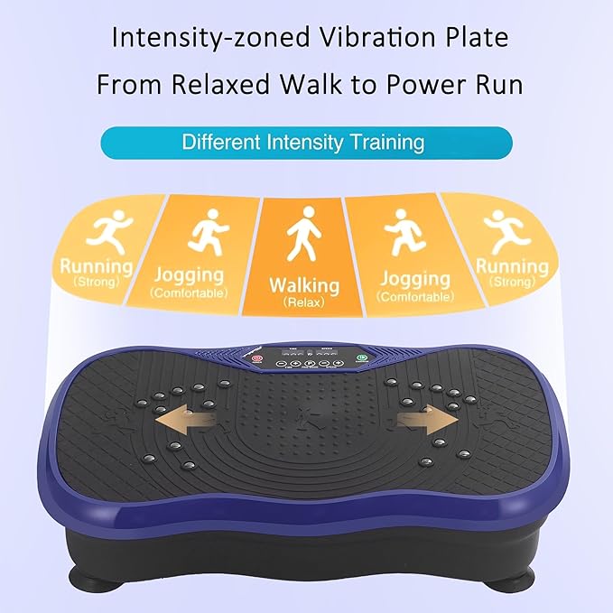 Whole Body Vibration Plate Exercise Machine – Power Vibrating Plate for Lymphatic Drainage Weight Loss, Shake Plate Exercise Platform with Touch Screen & Resistance Bands, Equipment for Women Men