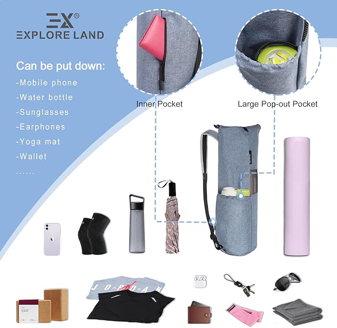 Explore Land Oxford Yoga Mat Storage Bag with Breathable Mesh Window and Large Pockets