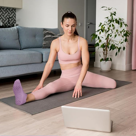 YeuG 4/6 Pairs Pilates Socks for Women - Non Slip Grip Socks for Yoga, Barre, Hospital, Barefoot