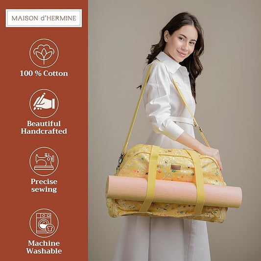 Maison d' Hermine Yoga Mat bag, Cylindrical bag for Woman&Men, yoga mat Bag &Adjustable shoulder straps Yoga Mat Carrier Bag with Drawstring Water Bottle Pocket and zipper pocket