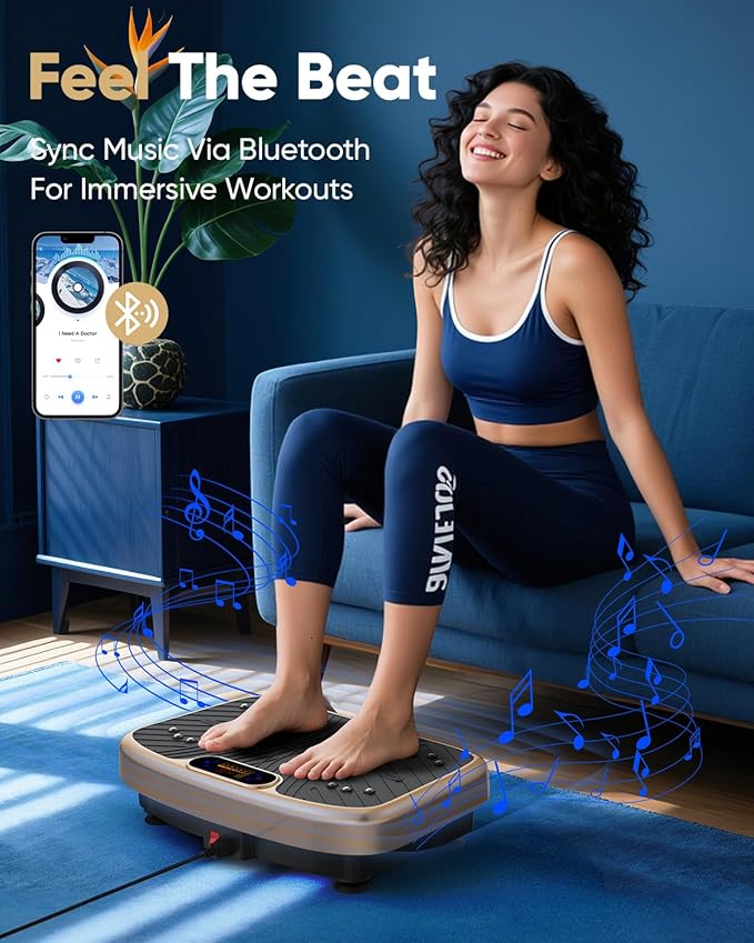 Vibration Plate Exercise Machine, Vibrating Plate Platform for Lymphatic Drainage with 200 Adjustable Speeds, Power Vibration Plate for Weight Loss & Fitness, Supports Max Weight 450 Lbs