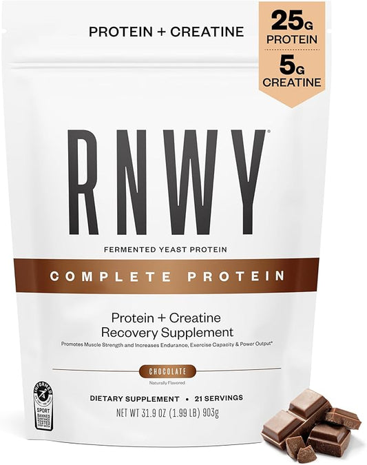 25g Chocolate Protein + 5g Creatine Powder, Vegan Plant-Based Protein with Digestive Enzymes to Build & Recover, 21 Servings