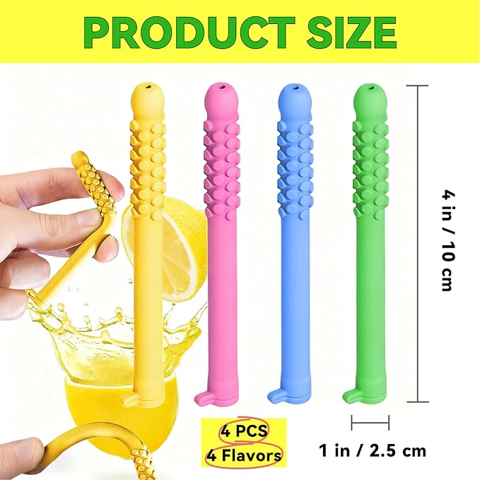 4Pcs Chewable Essential Oil Breather Sticks, Portable Chewable Breather Sticks with Essential Oils, Oral Fixation Relief, Fresh Breath Oral Relaxation Stick, Portable Oil Chewable Breather