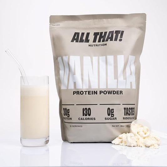 Vanilla Protein Powder, 30G of Whey Protein, Low Calorie & Fast-Absorbing, 0 Sugar, Soy-Free & Gluten-Free Protein Powder, 30 Servings