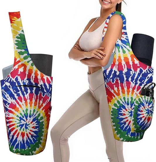 Yoga Mat Bag Carrier for Women Workout Large Waterproof with Zipper Pocket, Keychain and Wide Shoulder Straps