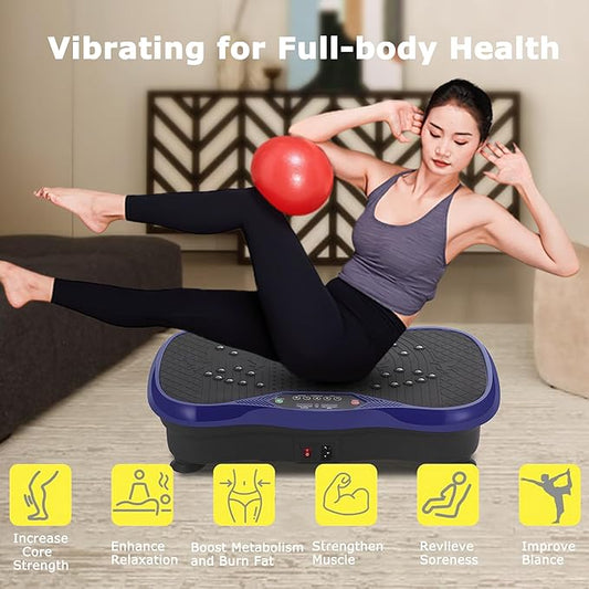 Vibration Plate Exercise Machine, Vibrating Plate Fitness Platform with Remote Control – Portable Vibration Plates for Lymphatic Drainage, Weight Loss, Toning, Recovery & Home Workouts