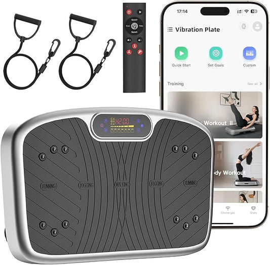 Vibration Plate Exercise Machine, Vibrating Plate Platform for Lymphatic Drainage with 200 Adjustable Speeds, Power Vibration Plate for Weight Loss & Fitness, Supports Max Weight 450 Lbs